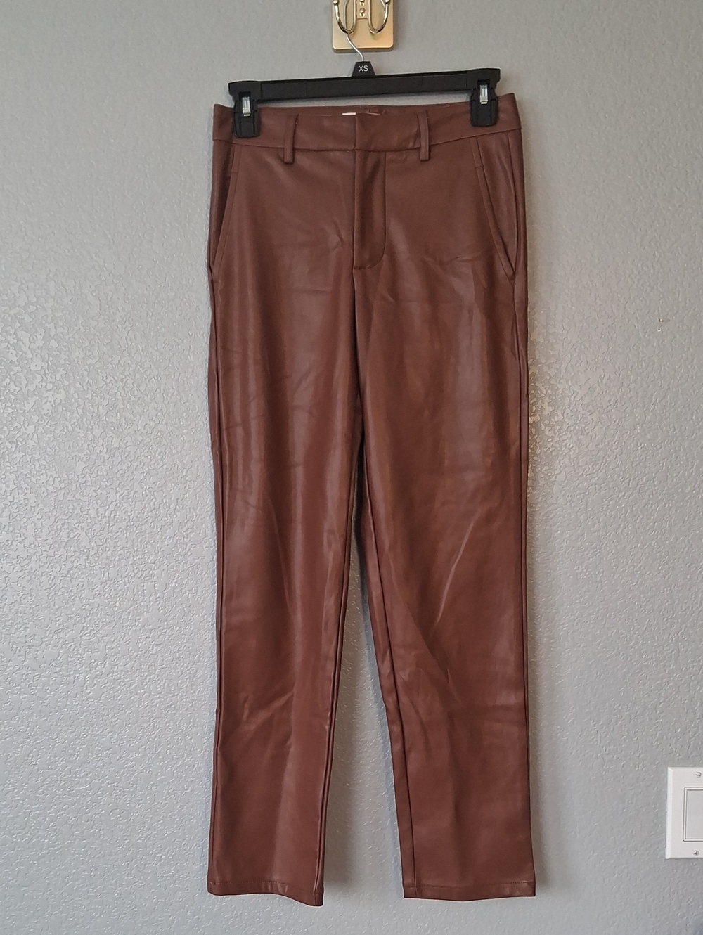 LBLC the label Brown Faux-Leather Skinny Pants
